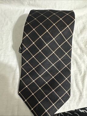 Tommy Hilfiger Black Tie with Tan Grid